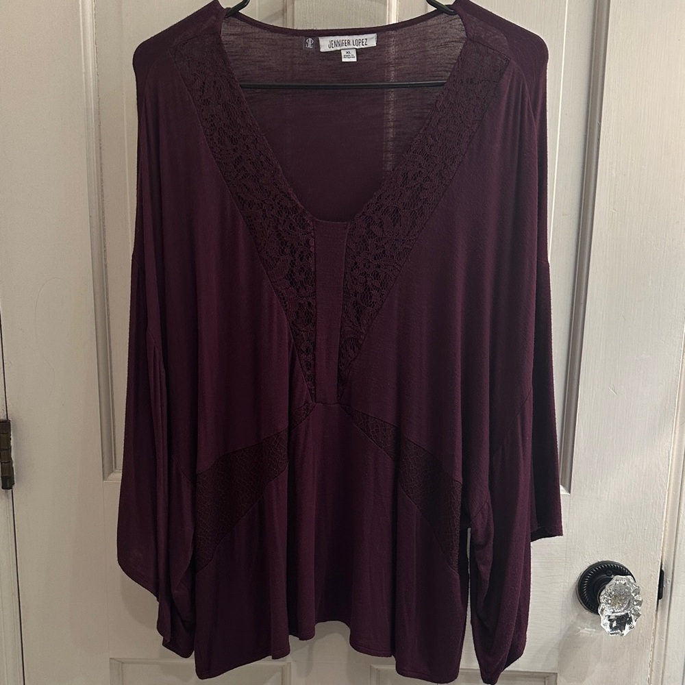Jennifer Lopez Deep Purple Lace Blouse